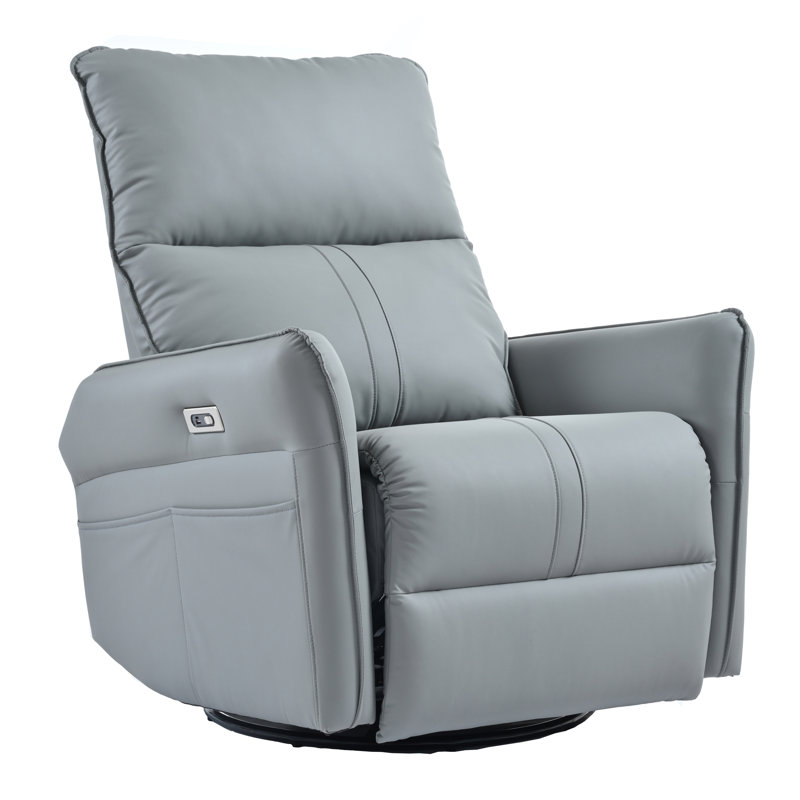 Power Swivel Rocker Recliner Chair For Adults, 270° Swivel Rocking Recliner Chair,Electric Small Recliners For Small Spaces, Single Sofa Recliner For Living Room, Bedroom,RV (Blue-Gray+270° Swivel)