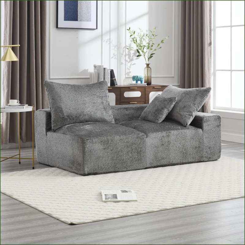 Canapés-lits: chenille pour 2 personnes, sans assemblage, petit espace | Gris | Chenille