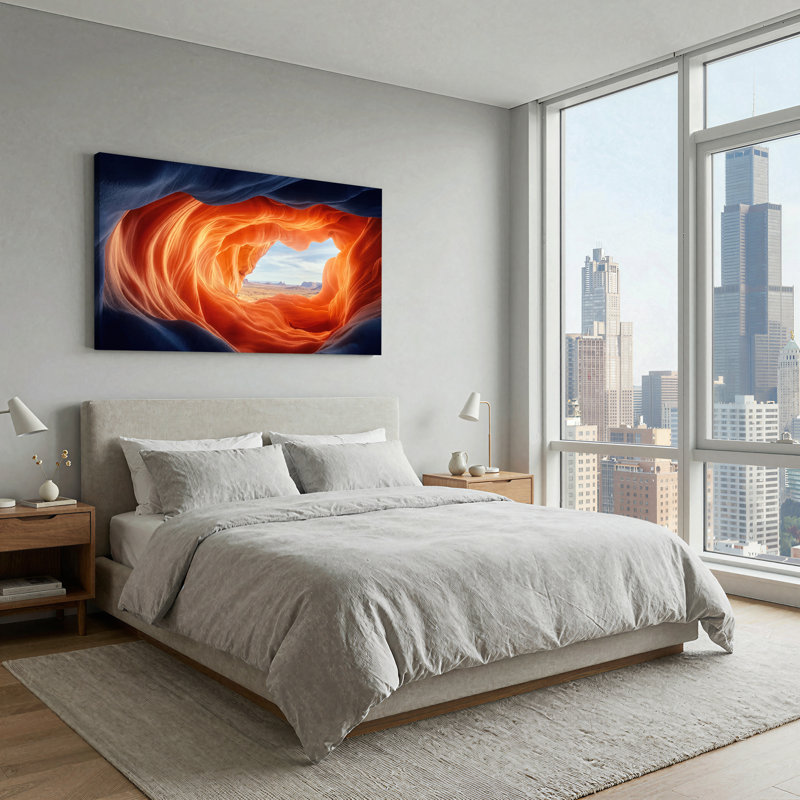 «Glowing Orange» en grès fente Canyon Desert Mesa, impression sur toile, 46“W x 24”H