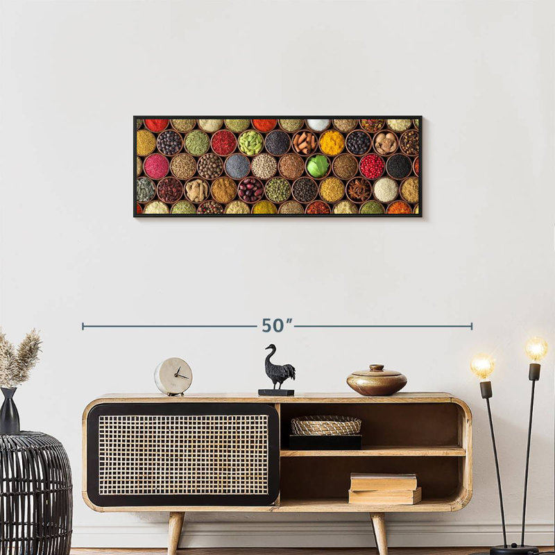 Bols à épices exotiques, Cadre flottant noir, 37 po x 13 po