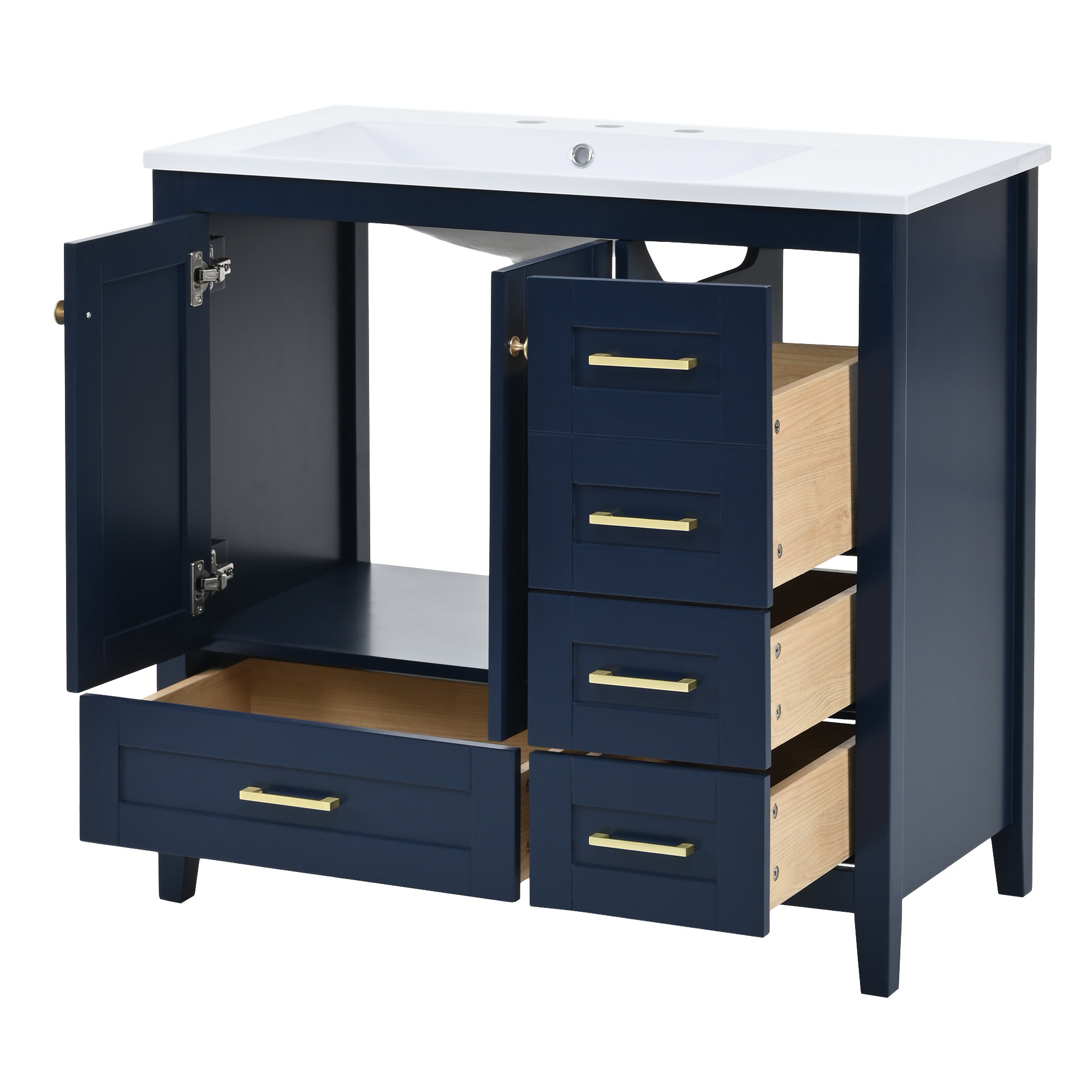 Himimi 36'' Bathroom Vanity With Sink Combo Set, Modern Bathroom Cabinet With 4 Drawers ...