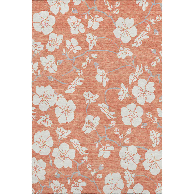 Premium Machine Washable Birchview AMF1032 Floral Rug, Rectangle 8' x 10'