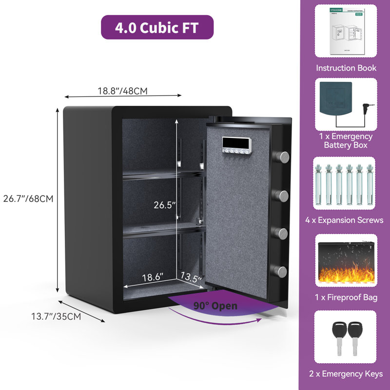 Security Safe Lock, 26.7" H x 18.8" W x 13.7" D