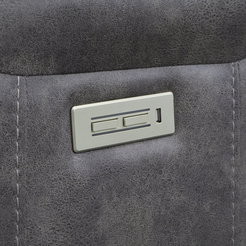 Wajieh Morrison Power Recliner Stone, Gray Faux Leather