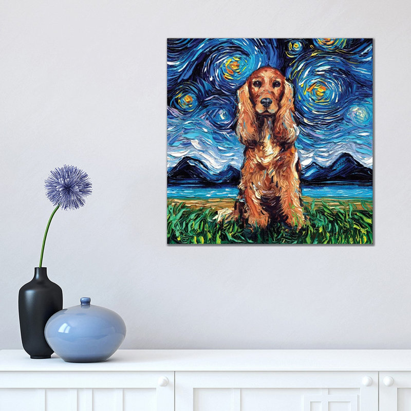 Red Cocker Spaniel Night by Aja Trier - Wrapped Canvas Print, 45.72 cm H x 45.72 cm W x 1.91 cm D