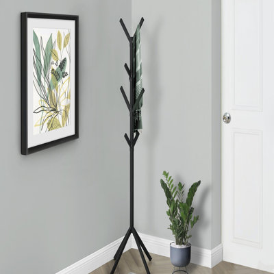 Portemanteau, portemanteau, autoportant, 8 crochets, vestibule, h 70 po, chambre à coucher, métal noir, contemporain, moderne