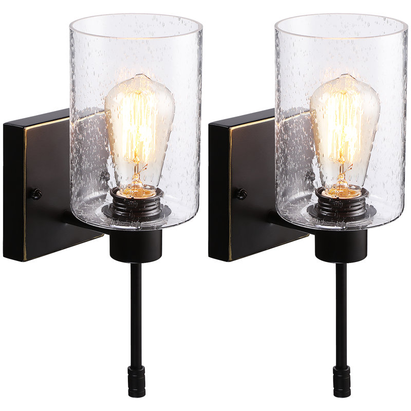 Eachann Indoor Vintage Wall Sconce, 40W Bulbs Included, Glass Vanity Lights, ETL-Listed, Old Bronze