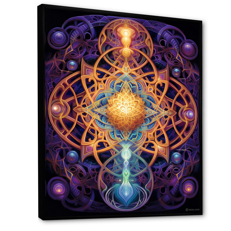 «Mystical Mandalas», reproduction sur toile, Cadre flottant noir, H 32 po x l 16 po x P 1 po