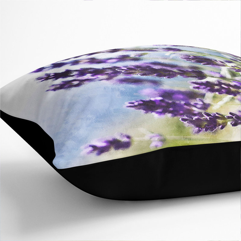 Lavender Vol.2 Painting Square Throw Cushion, Black, 40cm H x 40cm W x 15cm D