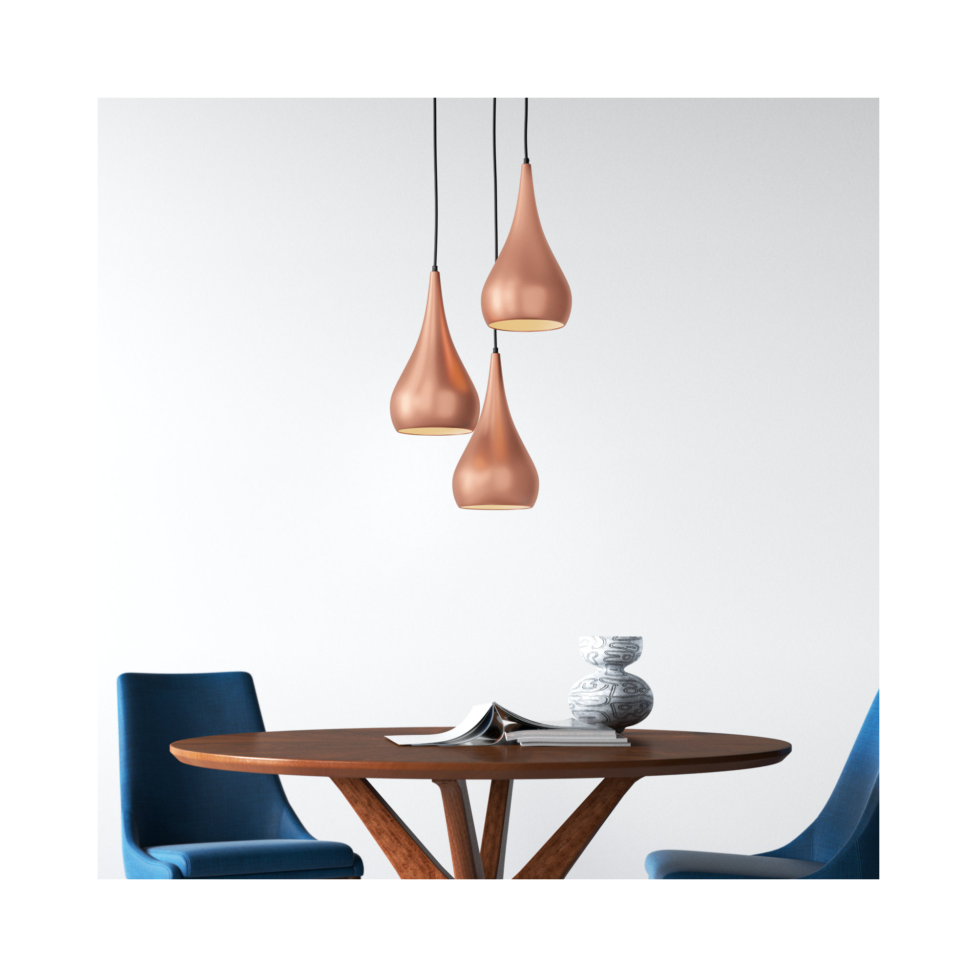 Franconia 3 Light Metal Dimmable Pendant, Honey Gold