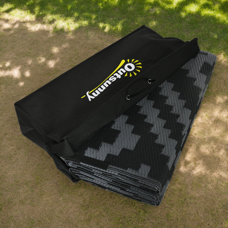 Reversible Waterproof Outdoor Rug - Portable RV Camping Mat With Carry Bag, Rectangle 8' x 10'