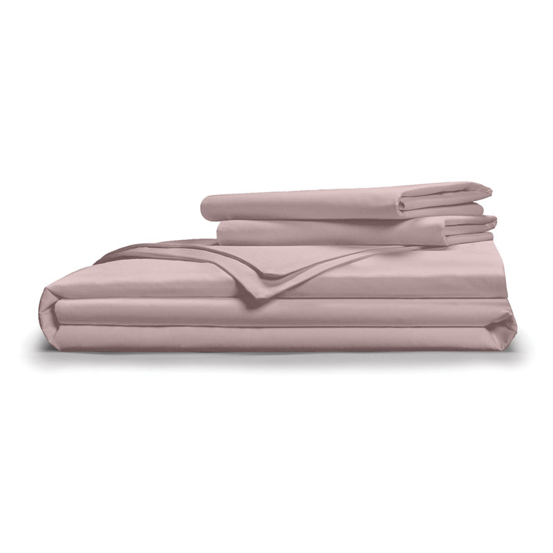 Classic Cool & Crisp 100% Cotton Percale Duvet Cover and Sham Set, Queen Duvet Cover + 2 Full Shams, Pink