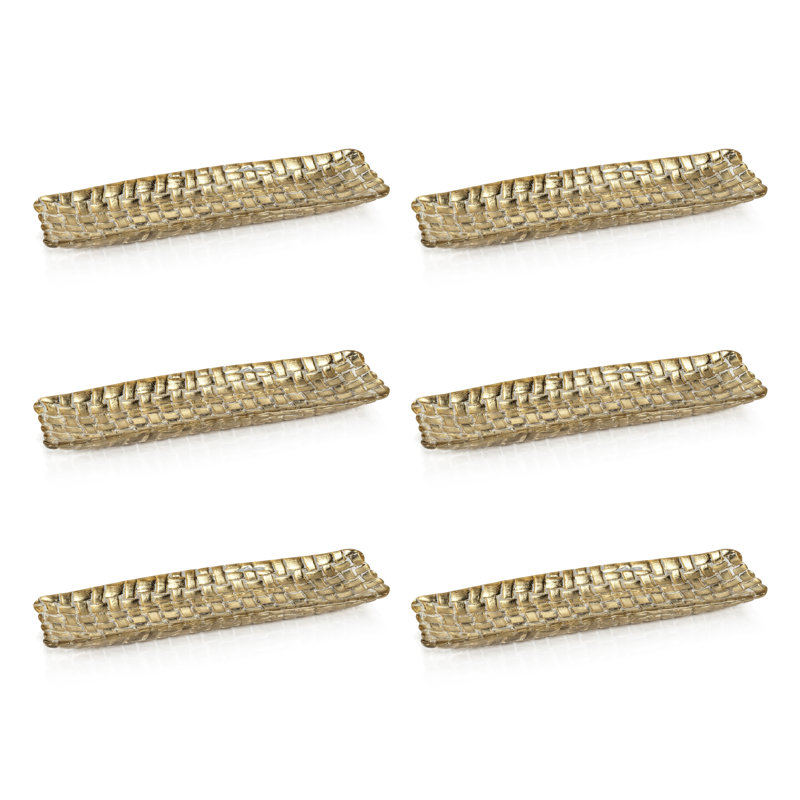 Karson Gold Braided Glass Appetizer Plates Set of 6