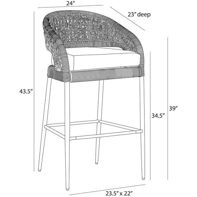 Juri Outdoor Bar Stool, 34.5"