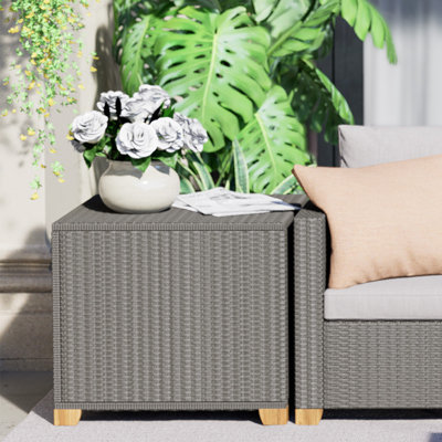 Meta Wicker Side Table With Storage