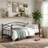 Heavy-Duty Rust-Resistant Twin Size Metal Daybed Frame With Elegant Curved Slatted Headboard & Reinforced Slat Support, No Box Spring Needed