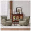 Fauteuil d'appoint pivotant vert olive Olive | Fauteuil demi-tonneau moderne en tissu rayé pour le salon et la chambre à coucher