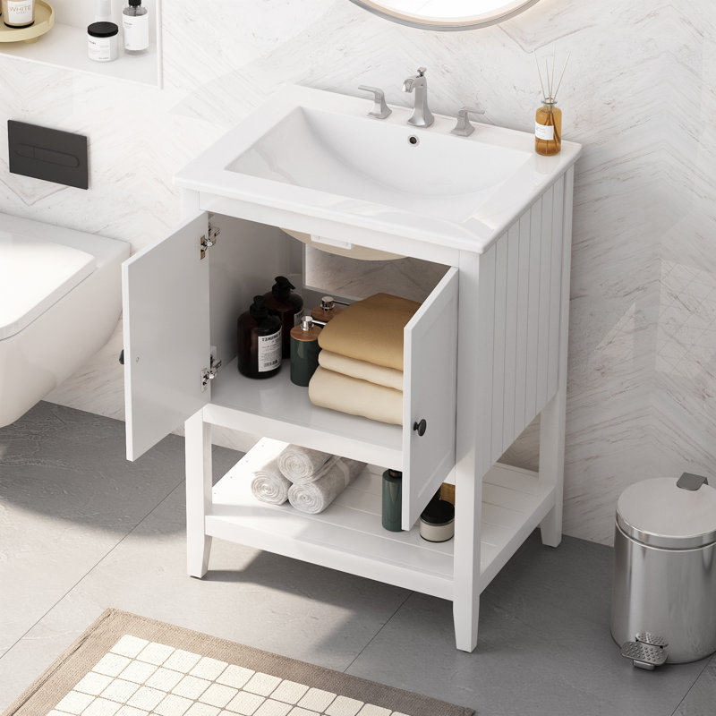 Meuble-lavabo 24 po avec lavabo, Blanc, 24"