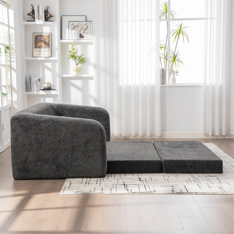 Canapé-lit 2 en 1 escamotable et pliable avec accoudoirs et coussins de dossier, canapé-lit convertible en chenille désossé, avec matelas pour lit, canapé-lit, salon, chambre d'amis, dortoir