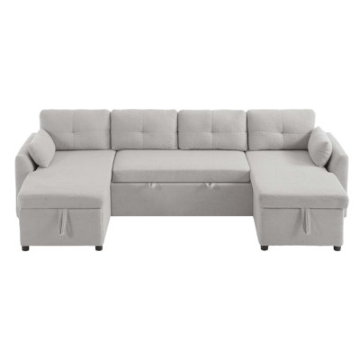 Modern Sectional Sleeper Sofa with Hidden Storage and USB Ports