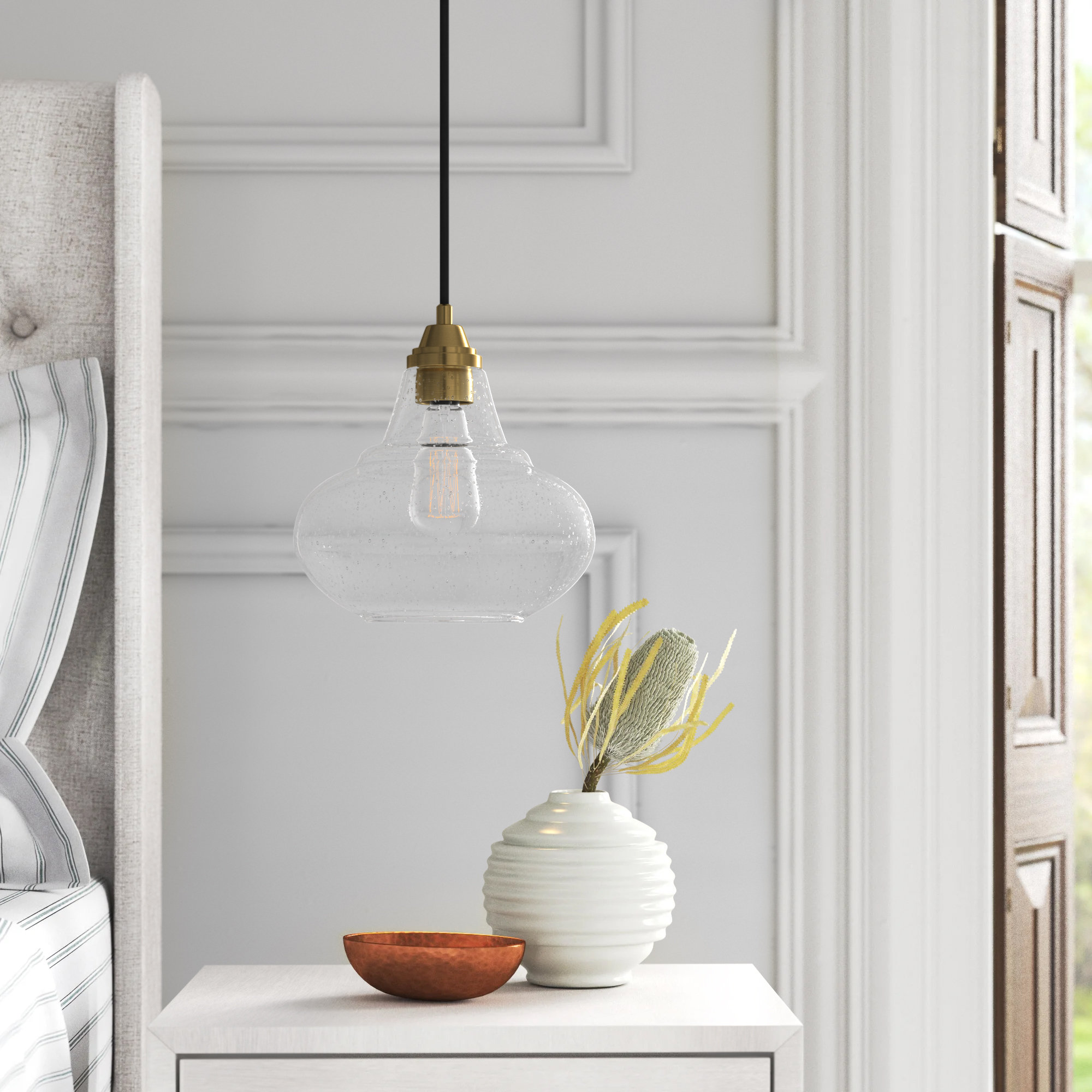 Roderick 1 - Light Schoolhouse Pendant, Brass