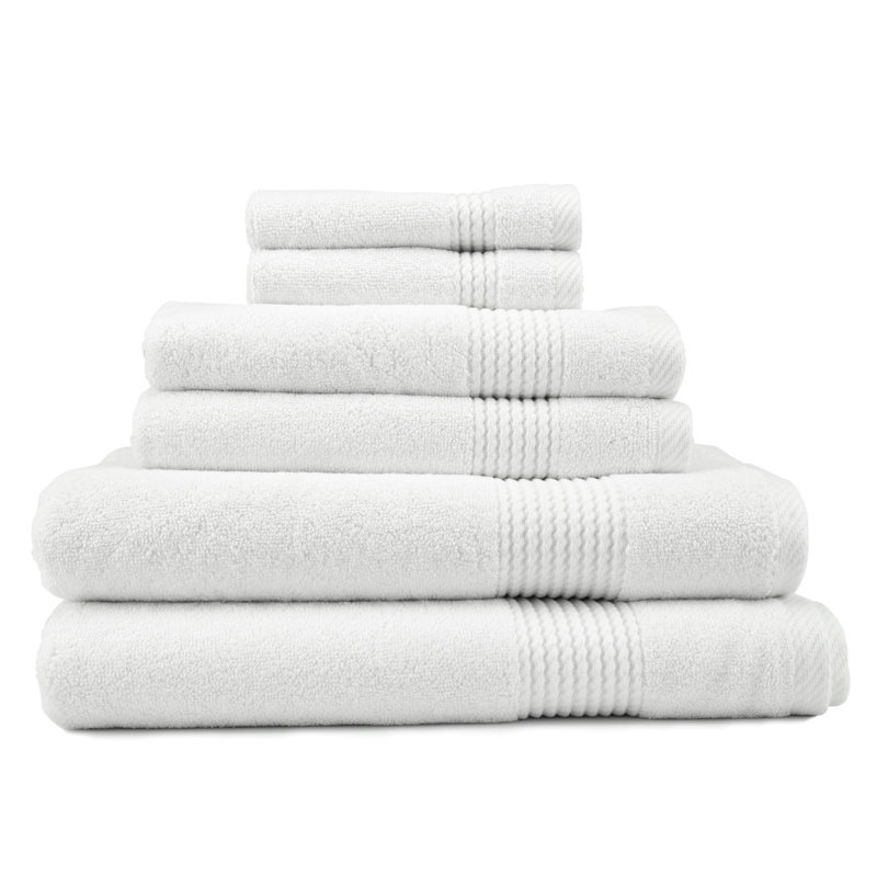 Adlena 6 Piece Turkish Cotton Towel Set, White