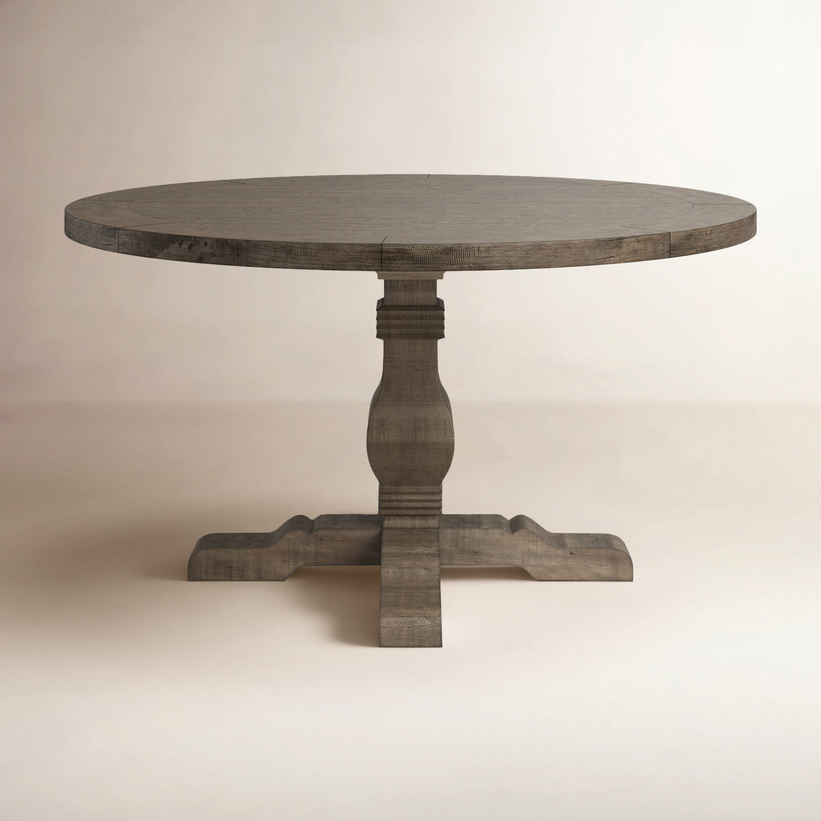 Kinston Solid Wood Pedestal Dining Table, Distressed Brown, 42" x 42"
