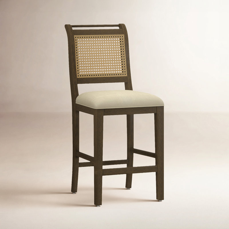 Tabourets à hauteur de comptoir en bois avec assise rembourrée, Fil métallique espresso