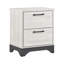 Table de chevet 2 tons moderne en chêne blanc et gris pour la chambre à coucher, glissière à roulement lisse, poignées noires, table de chevet contemporaine pré-assemblée, tiroirs, décor