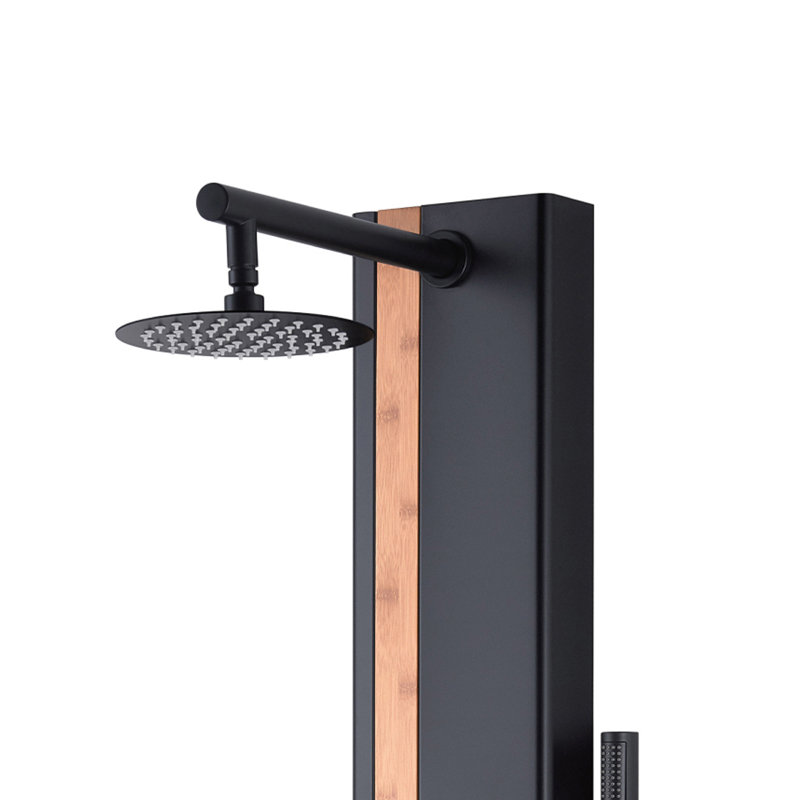 Eclipse 8-in Rain Showerhead ShowerSpa with 4-Body Jets and Handshower Bamboo and Matte Black, 2.5