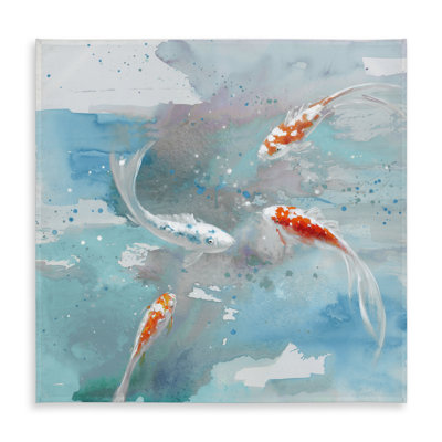 Koi Fish in Blue Water Tablecloth - Exotic Gray Home Decor