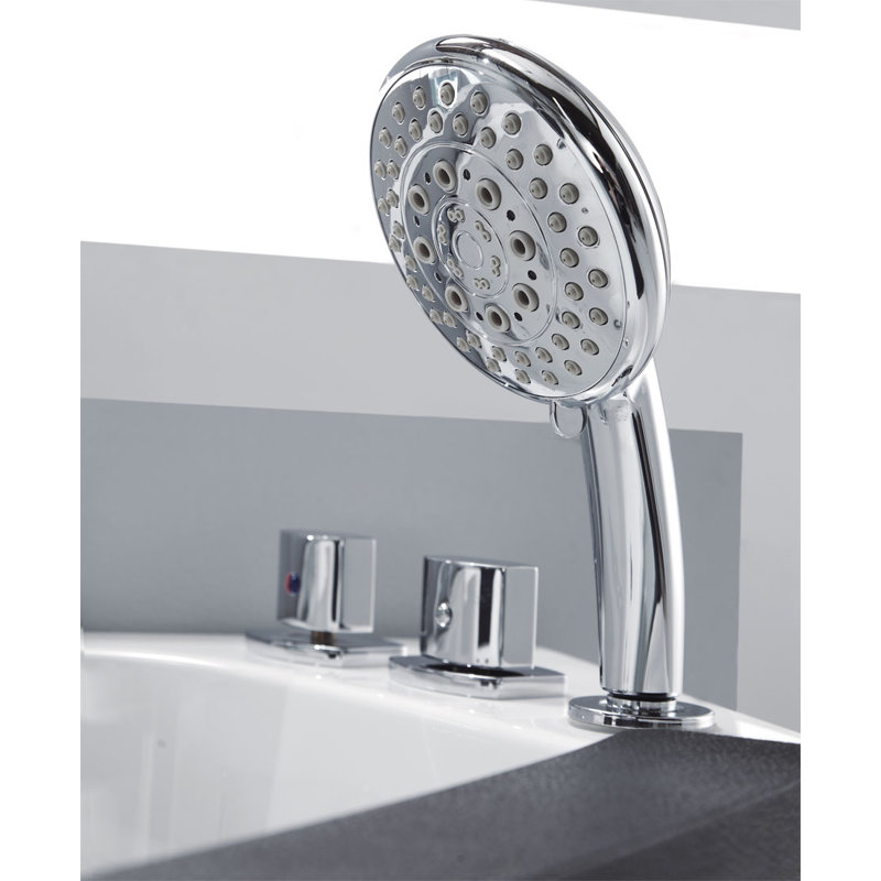 59'' White Acrylic Corner Whirlpool Bathtub with Glass Panel