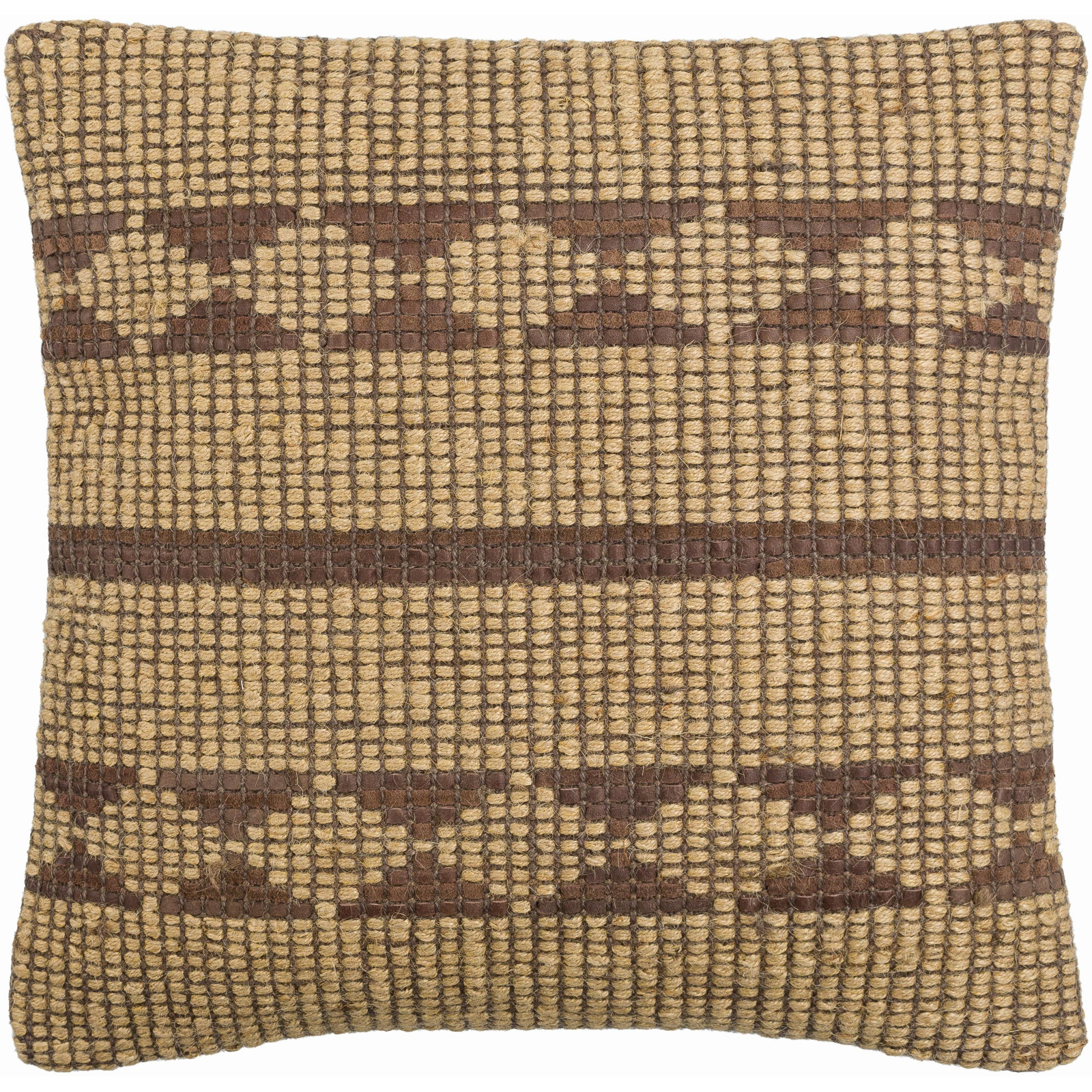 Twareg Geometric Jute / Sisal Throw Pillow, Polyester, 22"H x 22"W