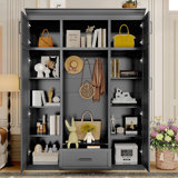 85.2''H 3-In-1 Hall Tree With Bench And Drawer, Modern Entryway Bench With 3 Hooks And Adjustable Shelves, Farmhouse Mudroom Entryway Coat Rack With Multiple Storage Space For Hallway, Entryway, Living Room, Black
