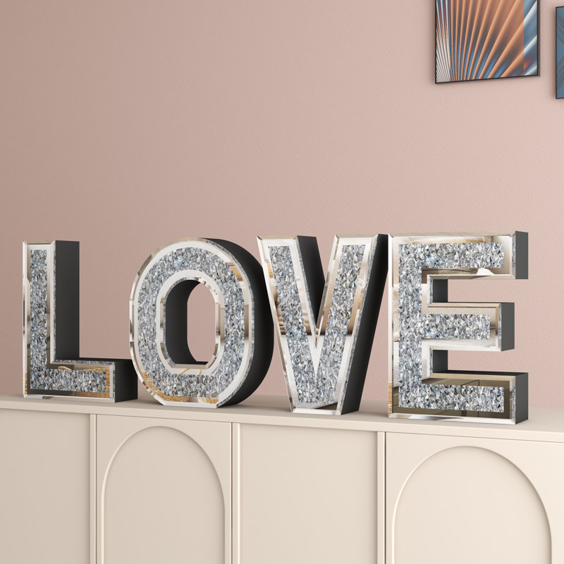 Ensemble de 4 décorations murales Elvert, Amour, H 7,87 po x l 5,51 po x P 2 po