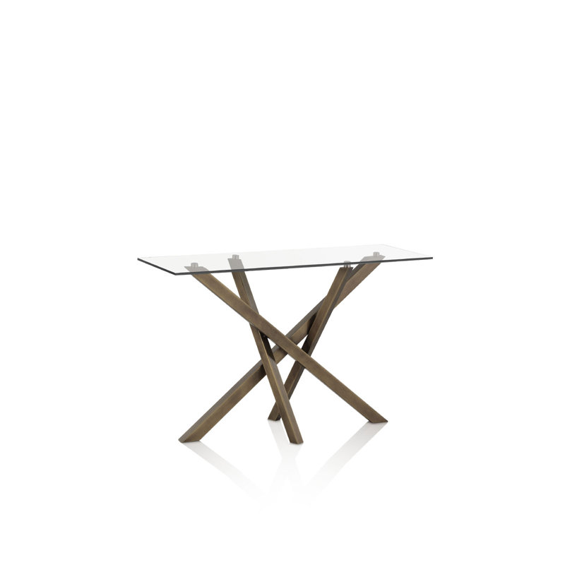 Goree 120cm Glass Top Console Table, Satin Gold