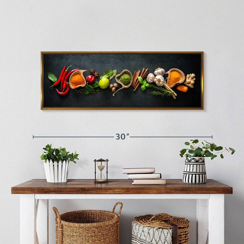 Épices pour cuisiner, Cadre flottant doré, 28 po x 10 po