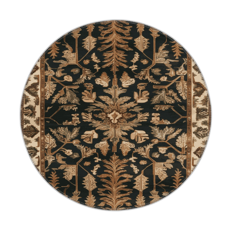 Tapis turc intérieur et extérieur brun, Rond 5 pi