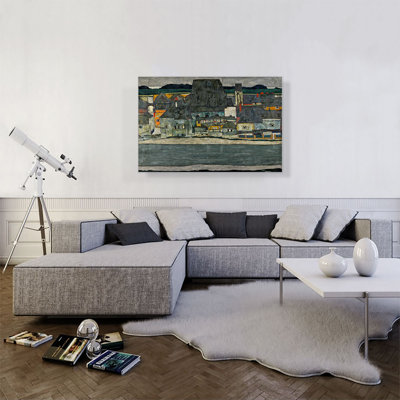 «Maisons sur la rivière la vieille ville» par Egon Schiele - reproduction d'art sur toile tendue
