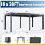 Pergola à persiennes 20 x 10 pi avec écrans rétractables, pavillon de jardin extérieur en aluminium avec toit imperméable réglable pour patio, terrasse et spa, gris foncé-87140726-131508061-131675113
