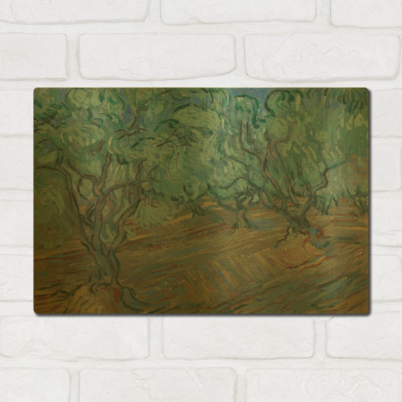 «Olive Grove» par Vincent Van Gogh, art mural en métal doré, 16 po x 12 po, 16 po x 12 po