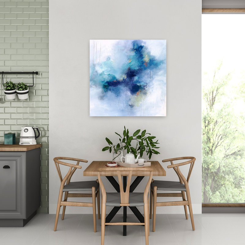«Blue Fusion 3», art contemporain abstrait, H 32 po x l 32 po