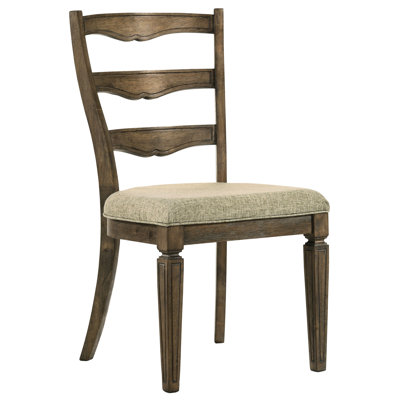 Chaises d'appoint en tissu beige avec dossier (lot de 2) - Un choix classique pour votre salle à manger. Finition chêne vieillie (lot de 2) pour rehausser votre intérieur.