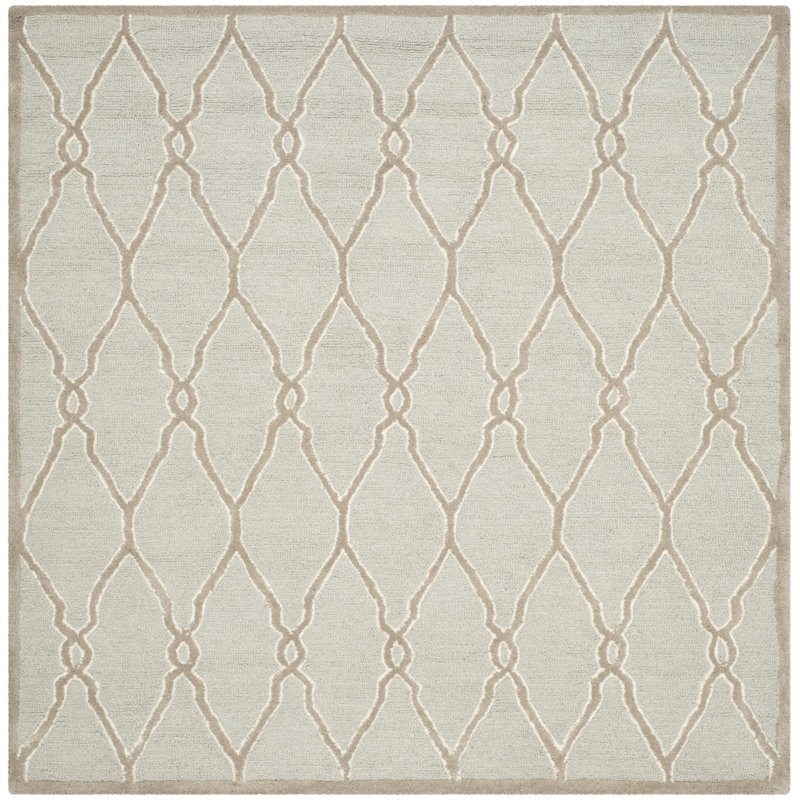 Cannen Hand Tufted Wool Geometric Rug, Square 8'