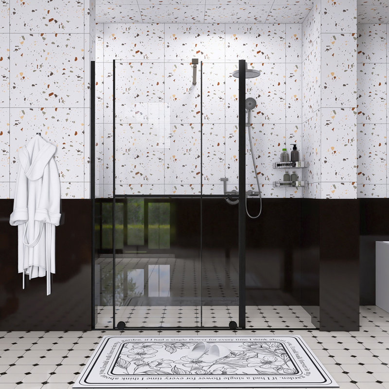 30 - 60 In.W X 72 In.H Shower Sliding Door With Stainless Steel Handle