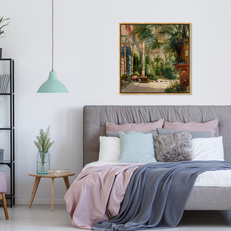 Intérieur de Palm House - Peinture, H 20 po x l 20 po, Toile encadrée, Doré