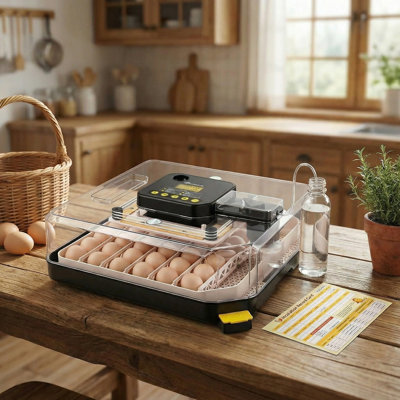48-Egg Automatic Incubator with Precise Temperature & Humidity Control, Auto Egg Turning and Built-In Egg Candler