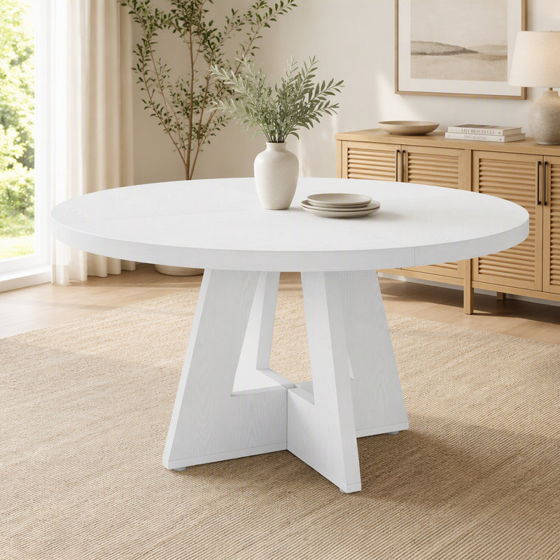 Table de salle à manger de 47 po pour 4-6 personnes, Blanc