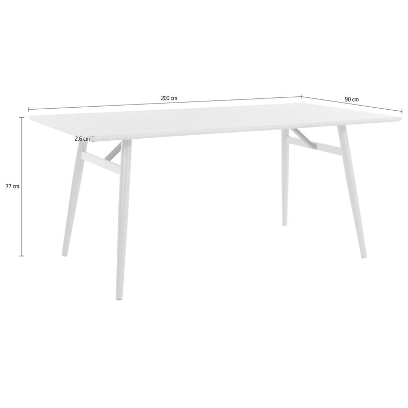 Rudolph Dining Table, H77 x L200 x W100cm
