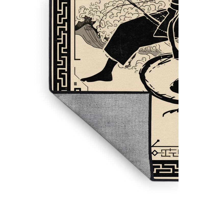 Tapis oriental beige classique en lin karaté lavable à la machine Paxton, 5 x 8